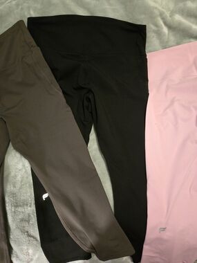 BUNDLE Of 3**Fabletics Leggings Trio in Black, Brown, Pink